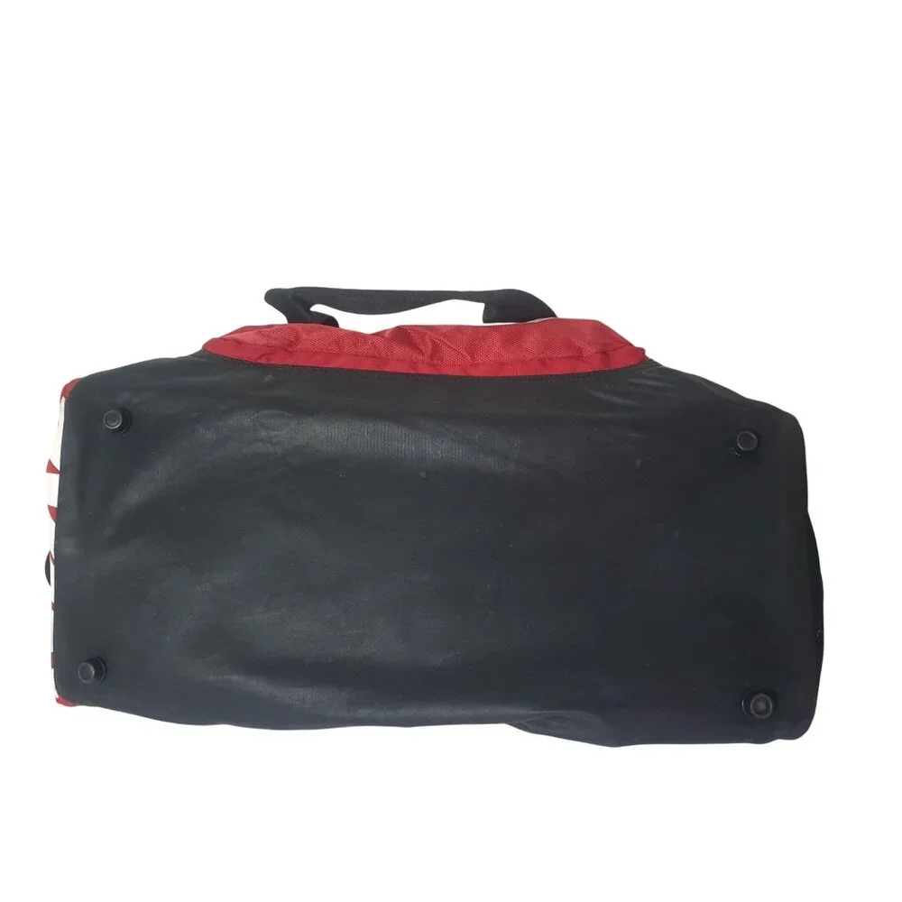 Nike Sports Duffle Bag Red Black Training Swoosh Gym Travel Mesh Pockets